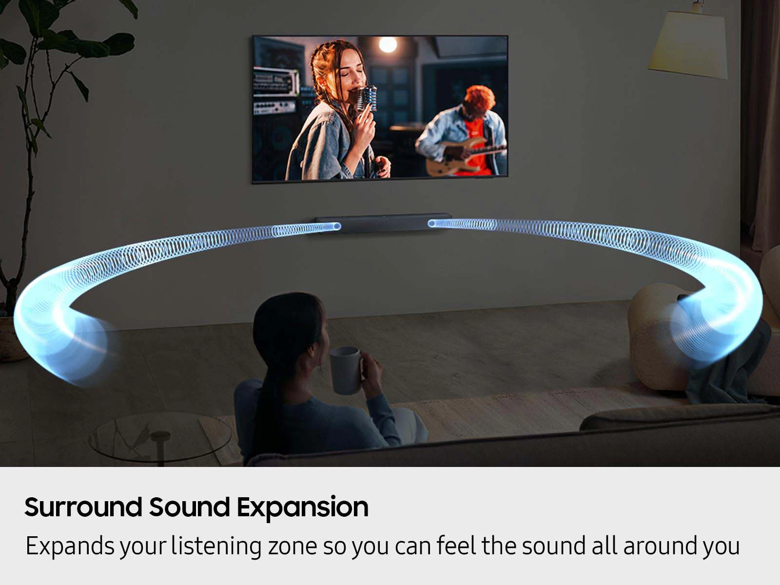 Soundbar csatlakozik a TV-hez, bluetooth ikon.