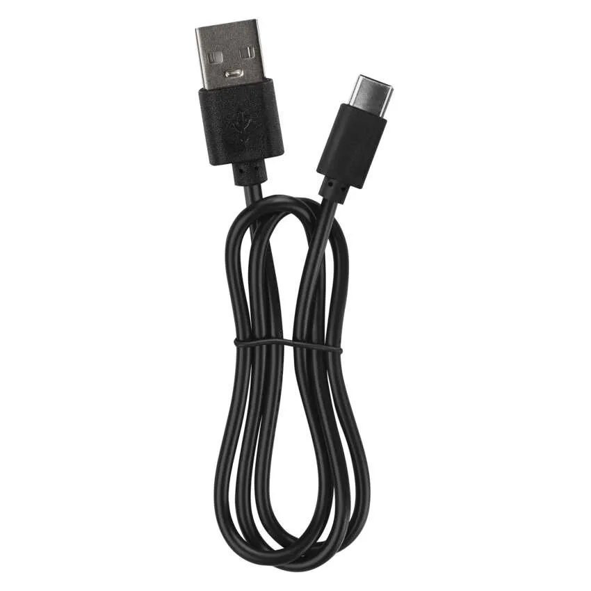 Fekete USB-USB-C kábel, feltekerve.