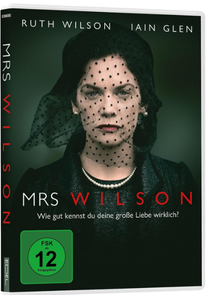 DVD-Cover mit einer Frau mit Schleier, die ernst schaut. Text lautet "Mrs. Wilson" und "Wie gut kennst du deine große Liebe wirklich?".