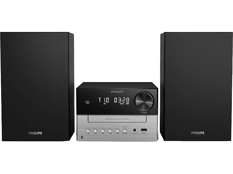 Microcadena - PHILIPS TAM3205M2/12, FM, CD, USB, Entrada de audio, 20W, Altavoces Bass Reflex, Bluetooth 5.4, Negro