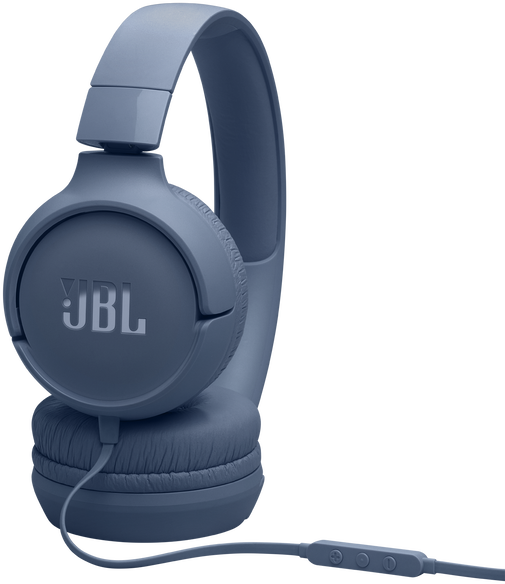 Kék JBL fejhallgató. A fülkagylók és a fejpánt egy része látható.