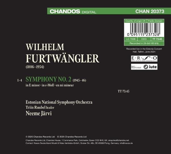 CD-Cover: Text: Wilhelm Furtwängler, Symphonie Nr. 2, Estonian National Orchestra, Chandos Digital, Barcode.