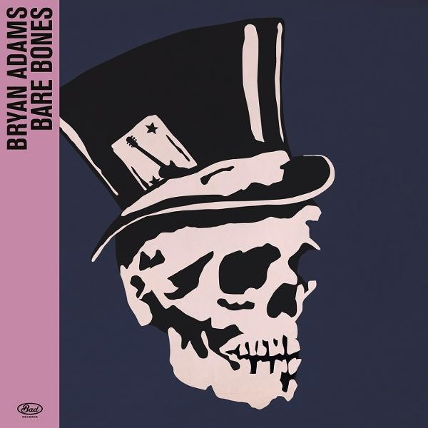 Albumcover. Totenkopf mit Zylinder. Titel 'Bare Bones' von Bryan Adams.