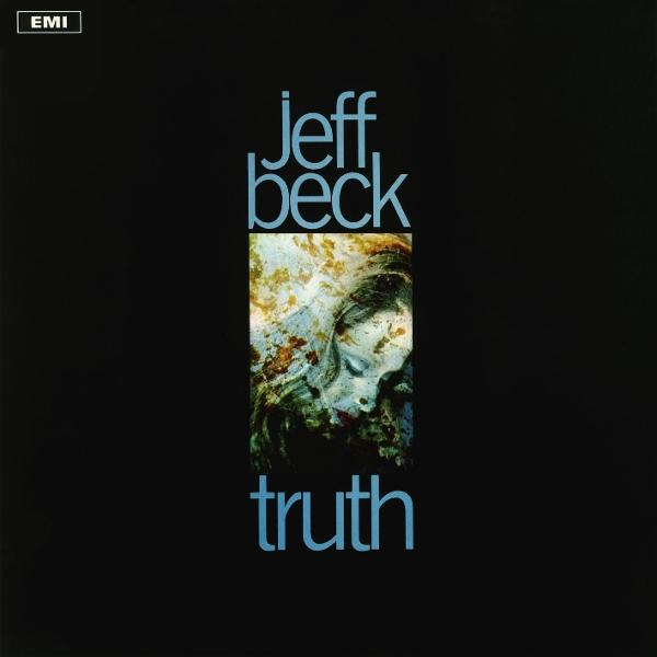 Fekete albumborító 'Jeff Beck' és 'truth' fehér felirattal. Egy nő képe.