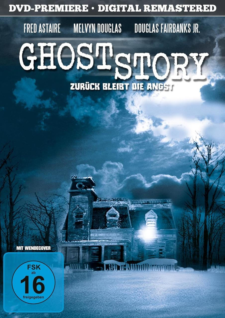 Filmplakat eines Spukhauses bei Nacht mit Vollmond und kahlen Bäumen.