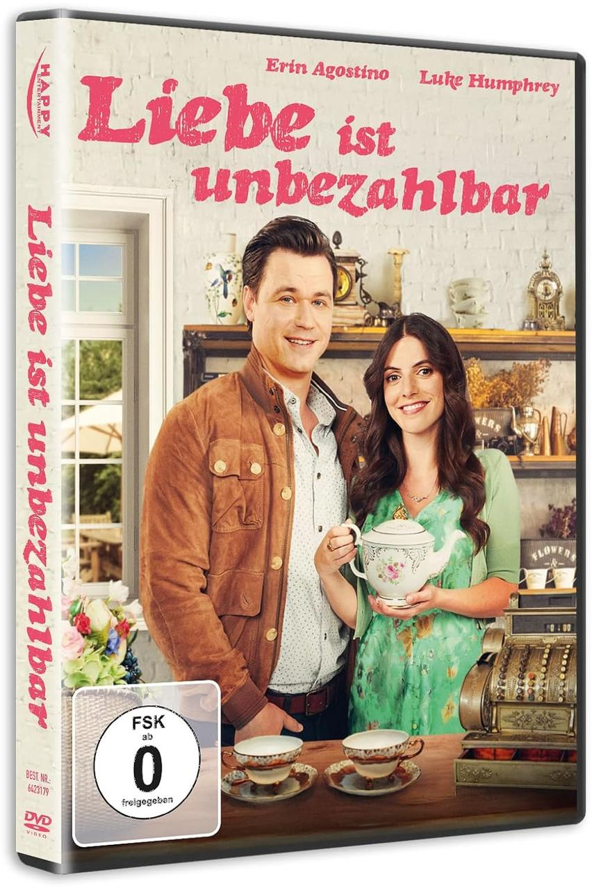 Paar lächelt, mit einer Teekanne, auf einem Filmcover.