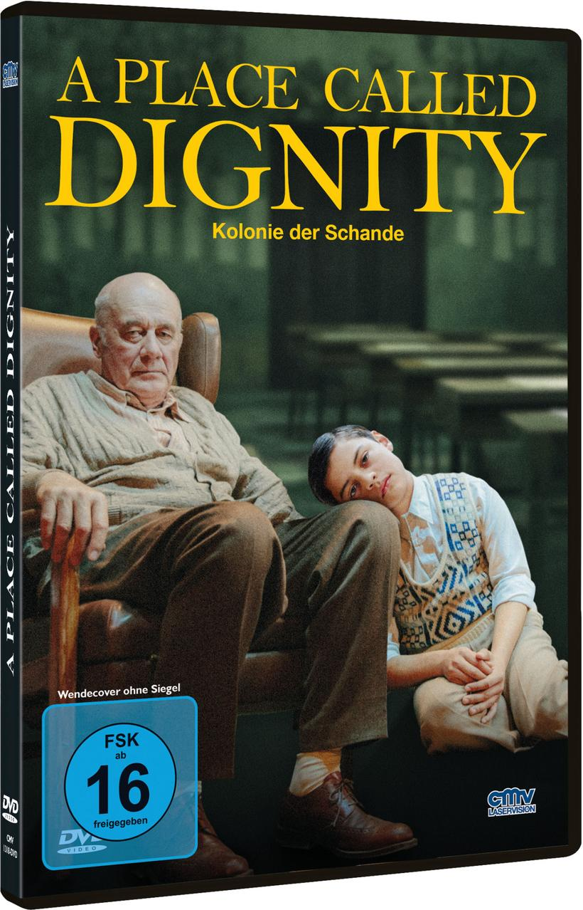 DVD-Cover für A Place Called Dignity. Ein alter Mann sitzt in einem Stuhl. Ein Junge sitzt neben ihm.