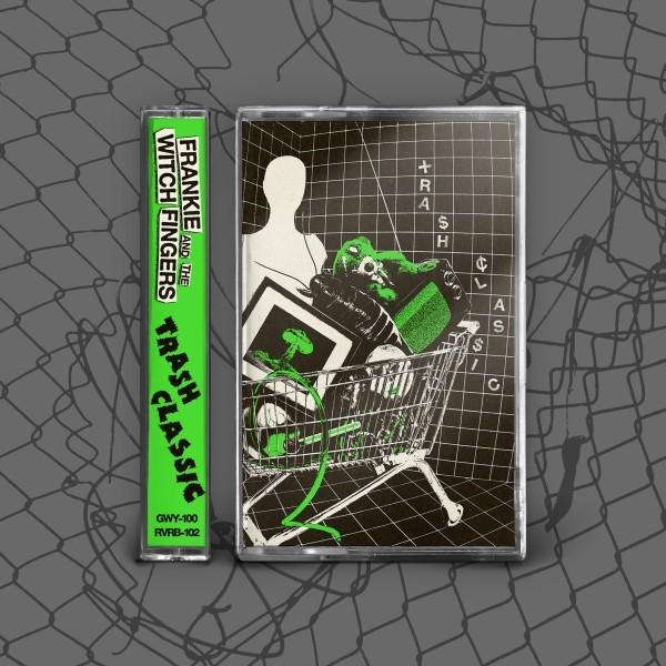 Albumcover. Kassette und Cover-Art eines Einkaufswagens und Gegenständen.