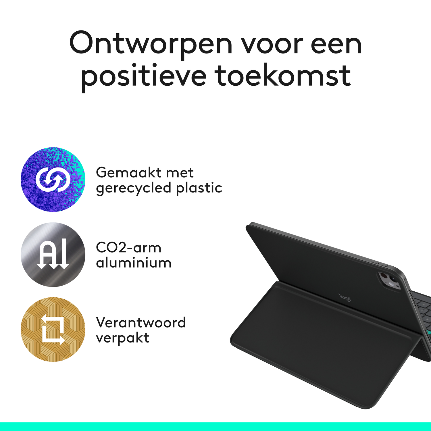 Tablet met toetsenbord op witte achtergrond met symbolen.