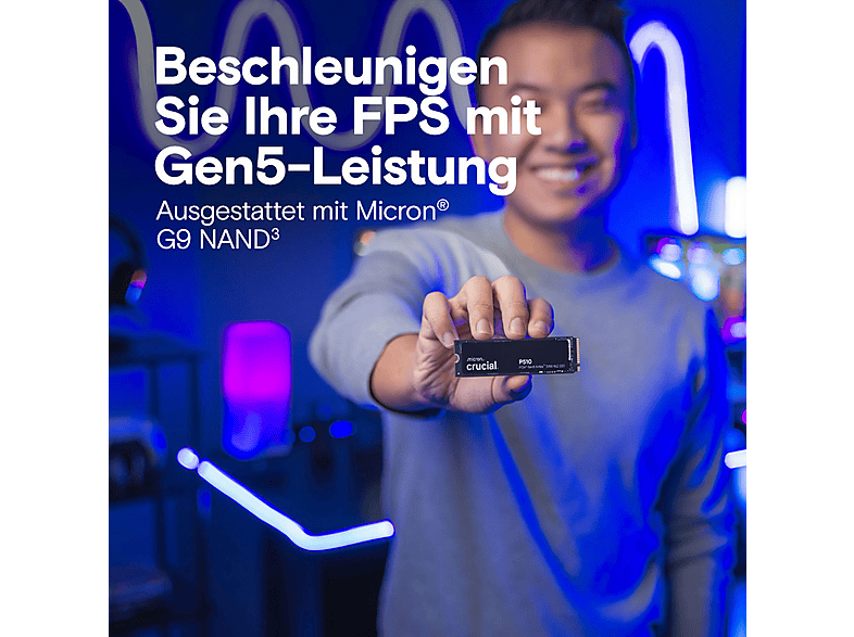 Thumbnail - CRUCIAL P510 PCIe 5.0 Gen5 11.000 MB/s Lesen, 9.500 Schreiben Festplatte, 1 TB SSD M.2 via NVMe, intern