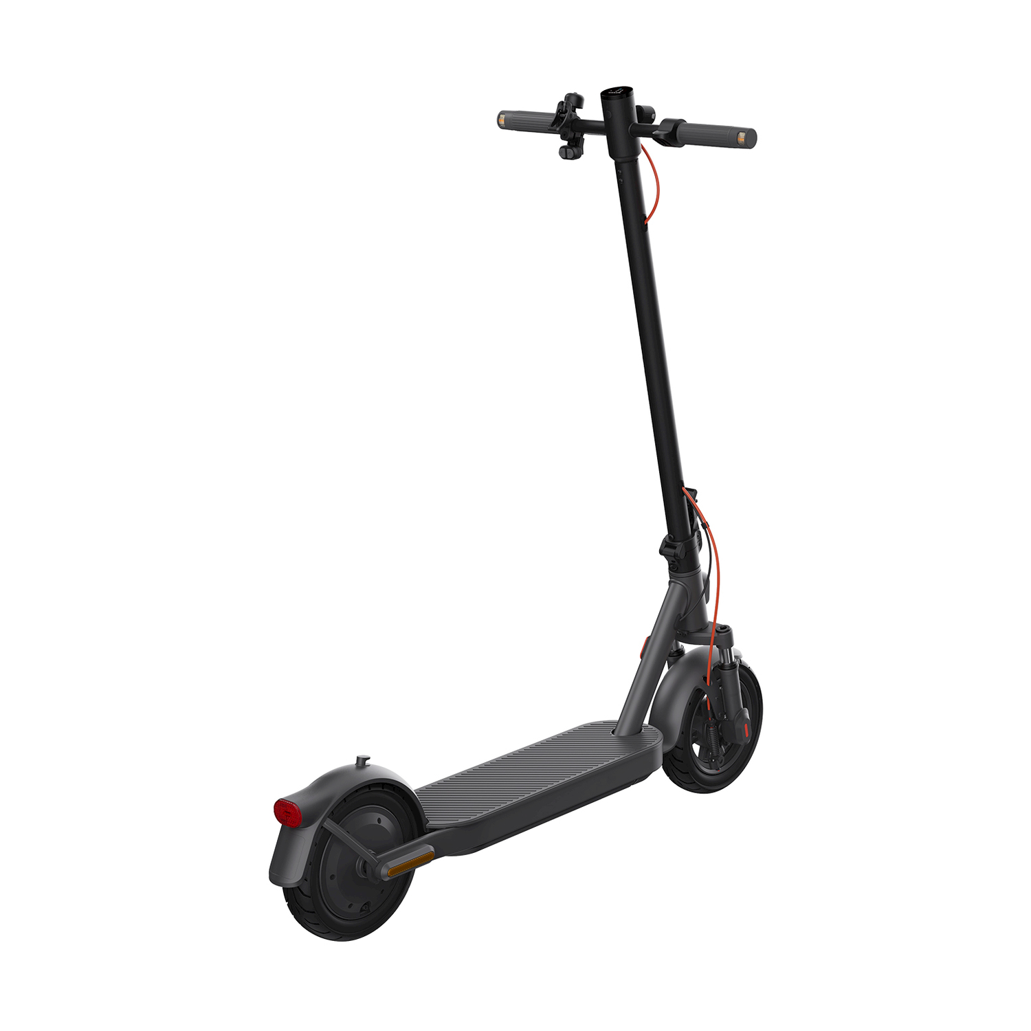 Scooter elettrico nero, vista laterale, sfondo bianco.