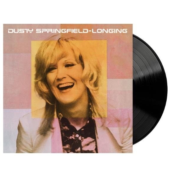 Albumcover mit lachender Frau, Vinyl-Schallplatte rechts. Text ist vorhanden.