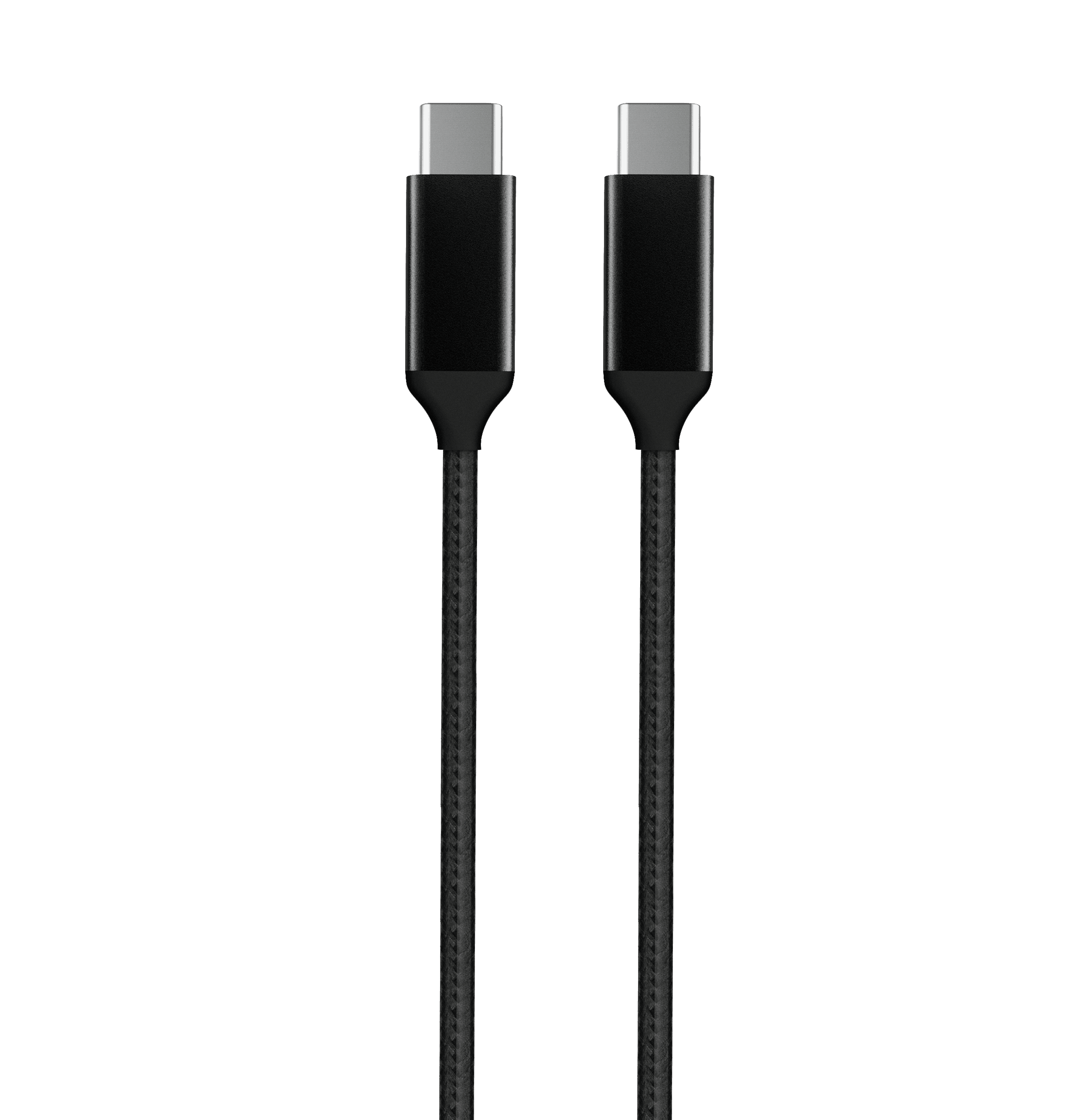 Câble USB-C noir avec deux connecteurs.