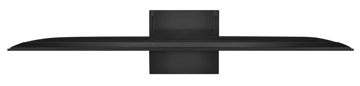 Telewizor LG QNED evo AI 2025 z kolorowym, abstrakcyjnym tłem, widok z boku.