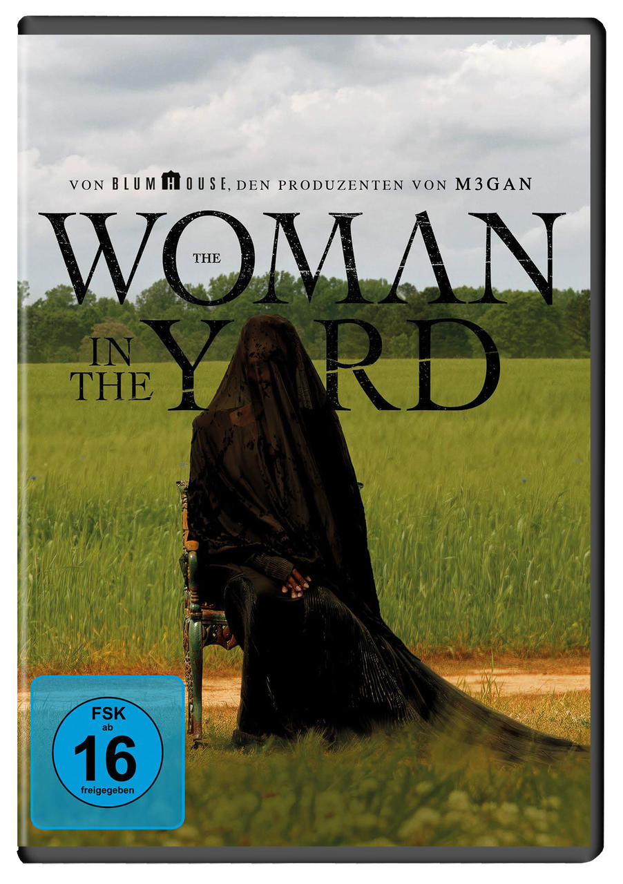 DVD-Cover von "The Woman in the Yard", eine Frau mit schwarzem Schleier sitzt im Feld.