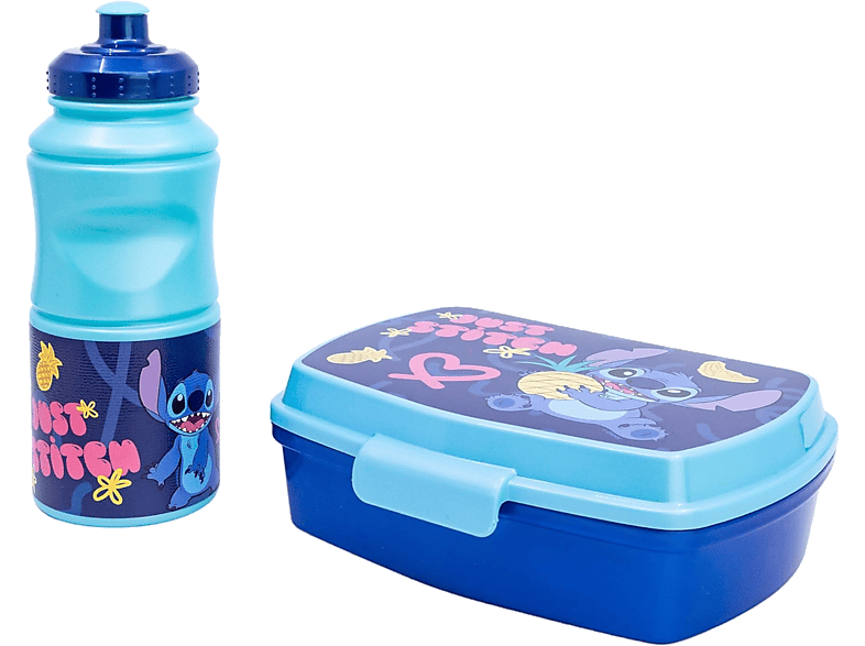 Pack Merchandising - Sherwood Set de fiambrera rectangular y botella sport Stitch, 380 ml, Plástico