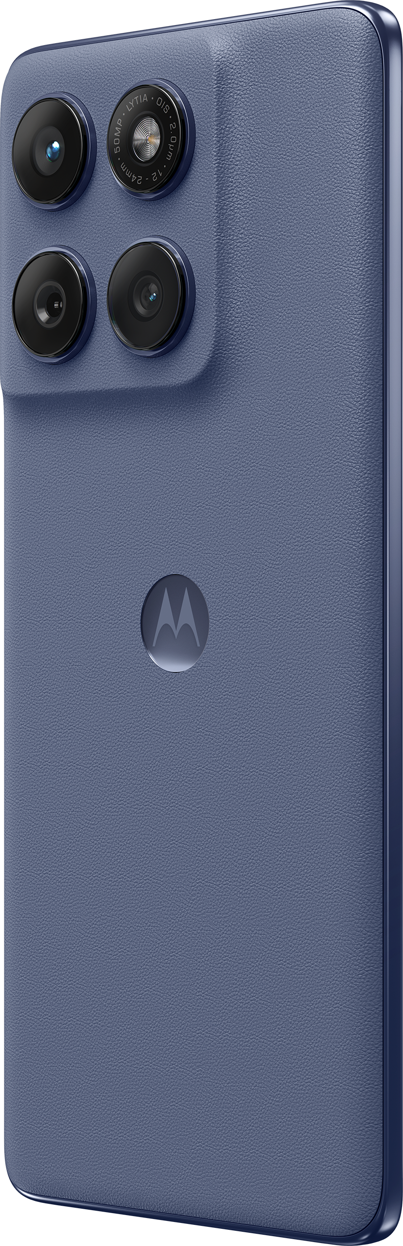Motorola-Telefon, blauer Rücken mit mehreren Kameralinsen.