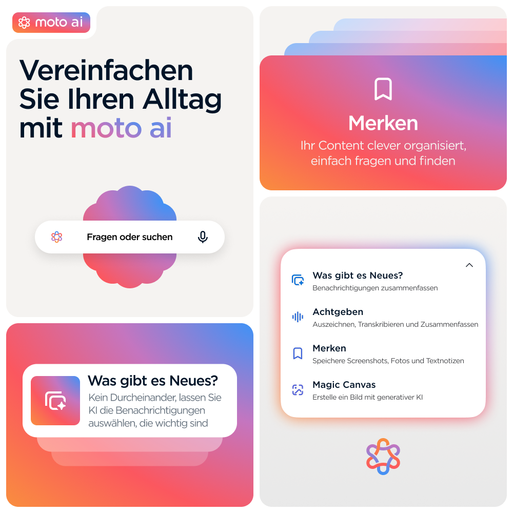 Eine farbenfrohe Grafik mit Text, einschließlich Optionen zum Suchen, Zusammenfassen und Organisieren.