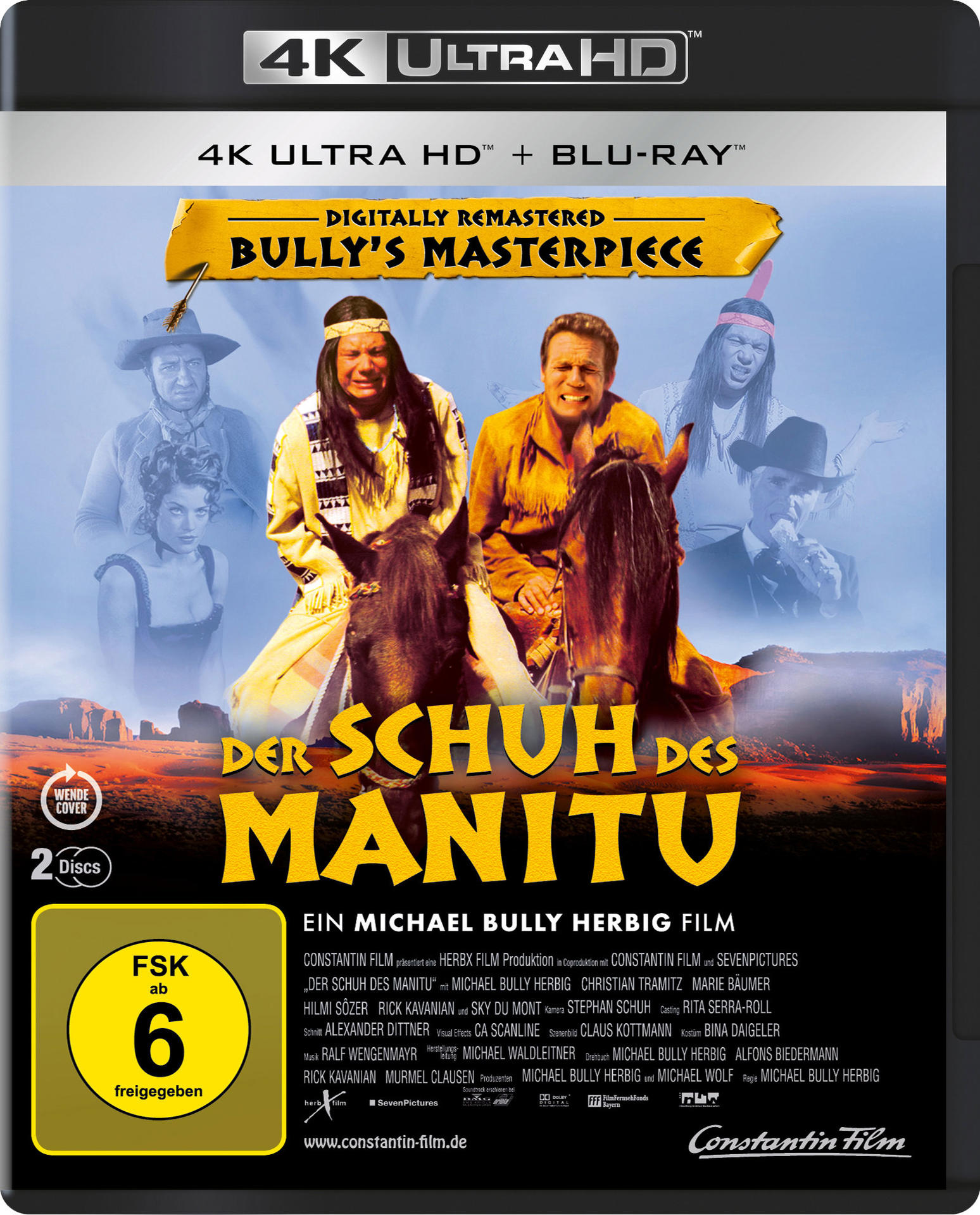 Filmcover mit zwei Männern auf Pferden, mit Text und einer Altersfreigabe von 6 Jahren.