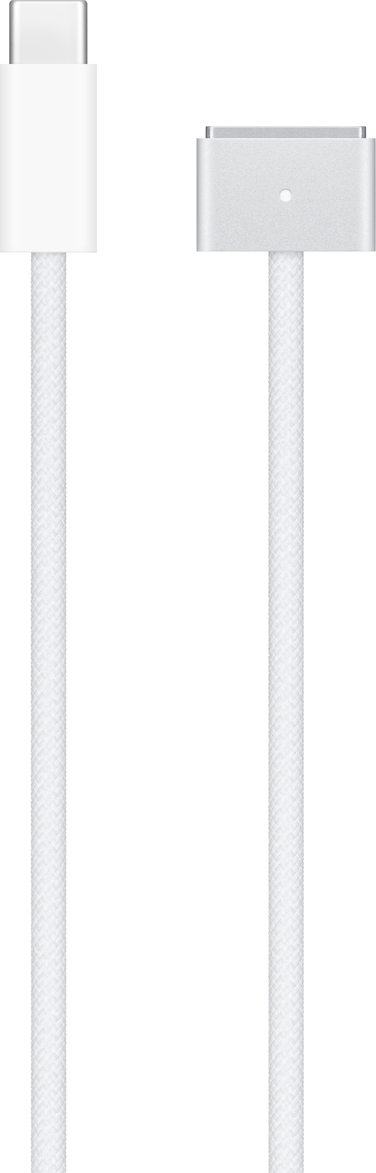 Câble de chargement blanc avec une tête de chargement blanche.