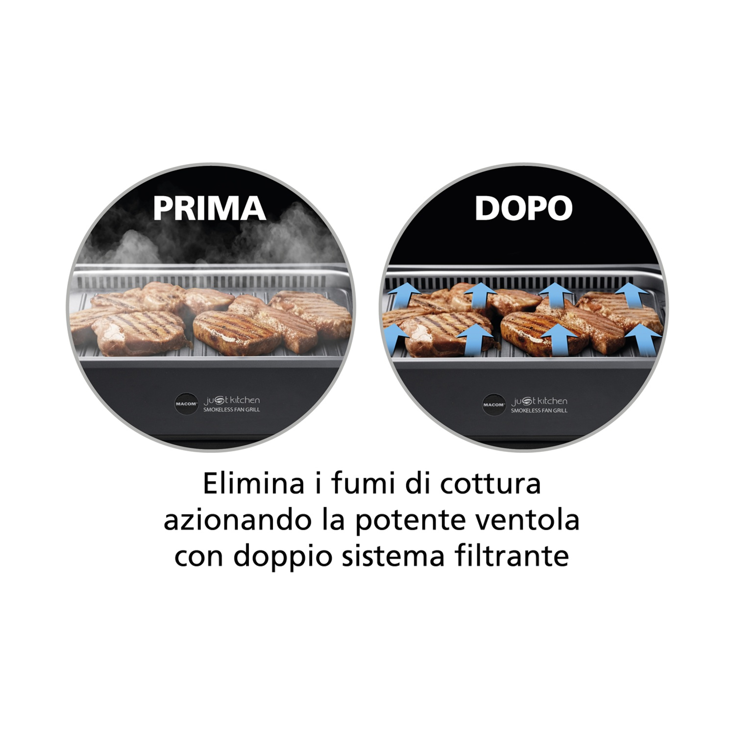 L'immagine mostra un confronto prima e dopo di una griglia e della cottura.