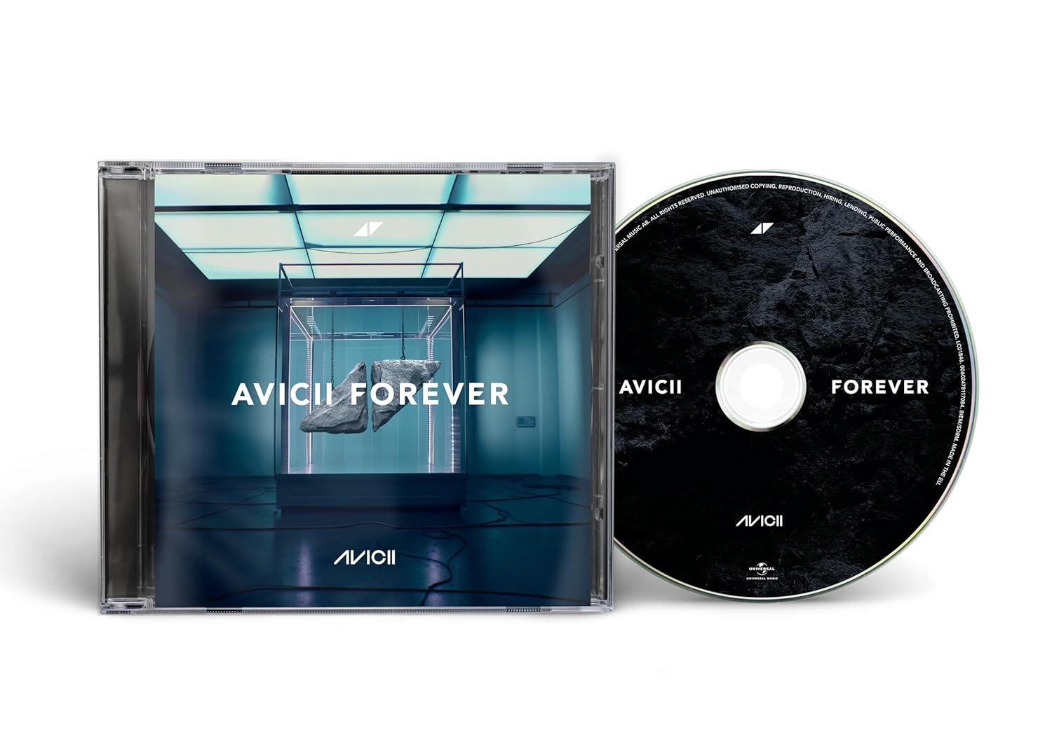 CD-borító Avicii album címével. Egy szikla lebeg egy üvegtokban.