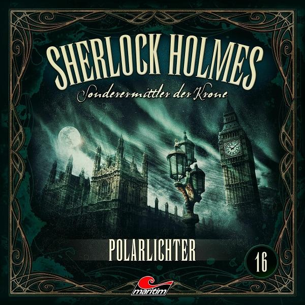 Albumcover für 'Sherlock Holmes'. Londoner Gebäude, Nachtszene.