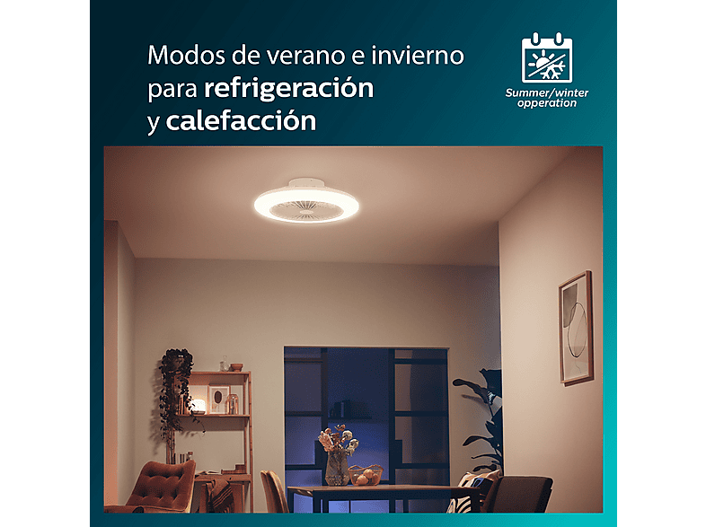 Ventilador de techo - Philips Amigo 42+20 W, Luz LED, Regulable, Mando a distancia, Blanco – imagen 2