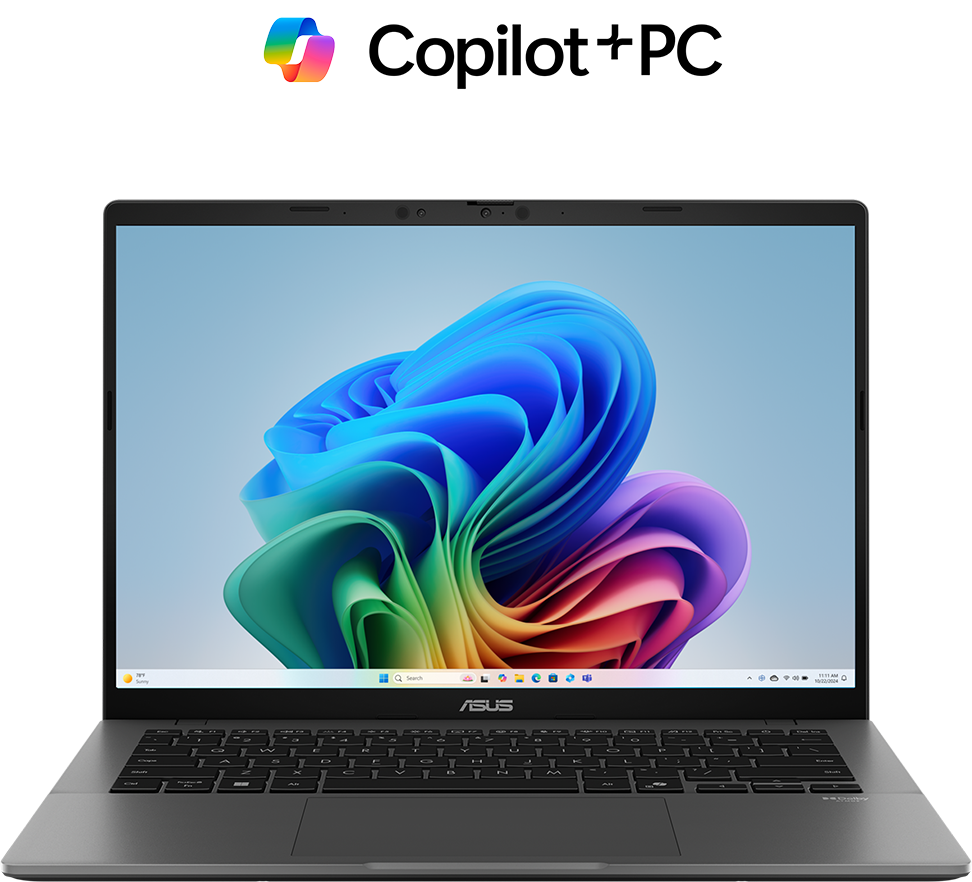 Nyitott, színes képernyős laptop.