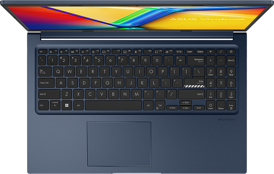 Laptop nyitva, a billentyűzetet mutatja.