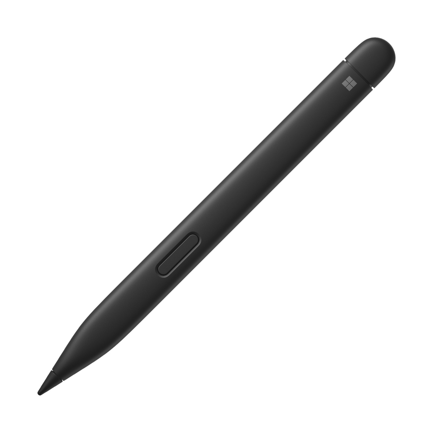 Stilo nero su sfondo bianco. Ha un pulsante e un logo Microsoft.