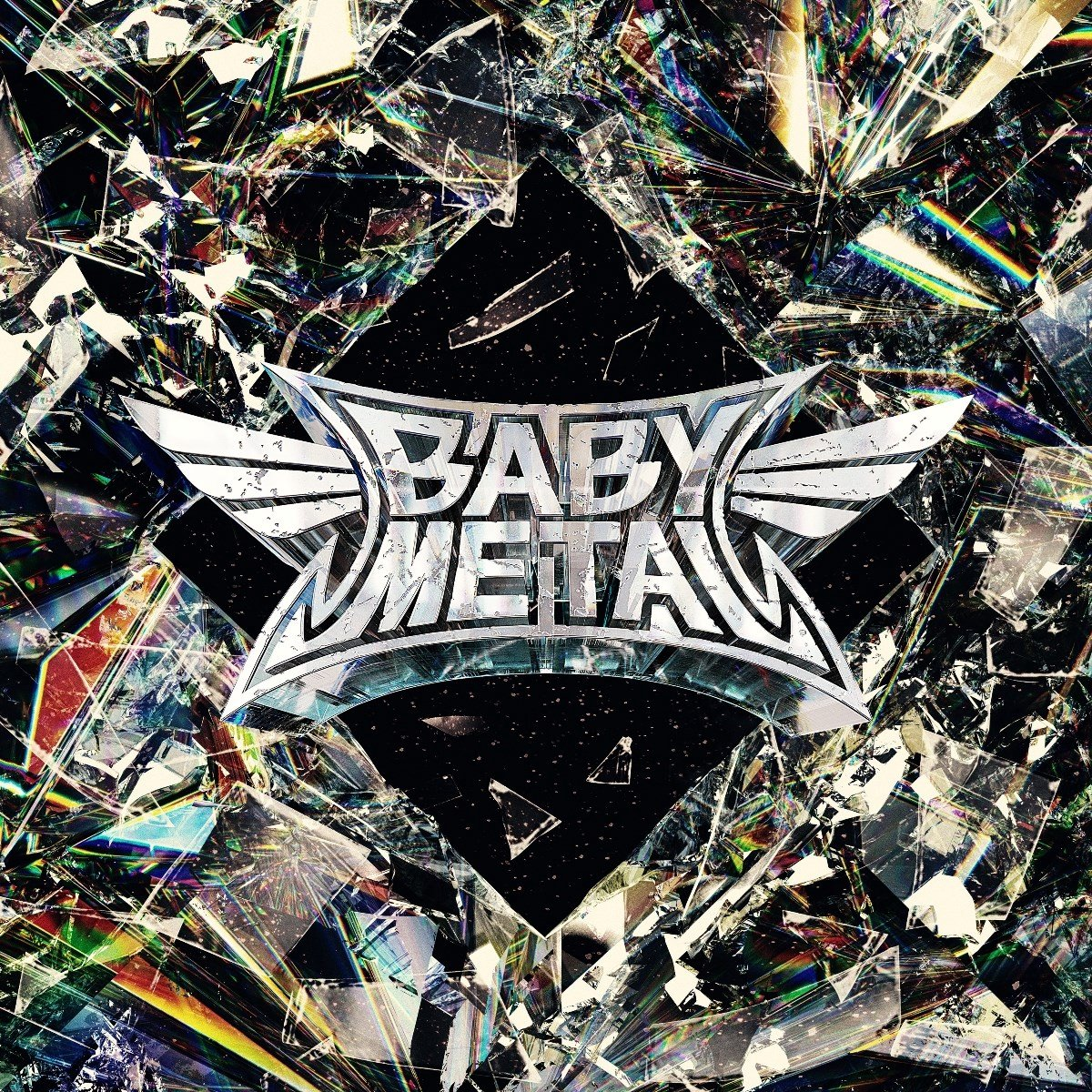 Pochette d'album avec logo "BABYMETAL", diamants et fond abstrait.