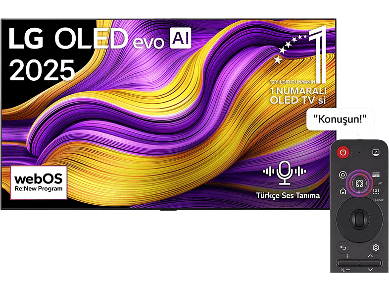 LG OLED77G55LW 77 inç 195 Ekran 4K Smart 165Hz Sihirli Kumanda Uydu Alıcılı webOS25 Oled evo TV