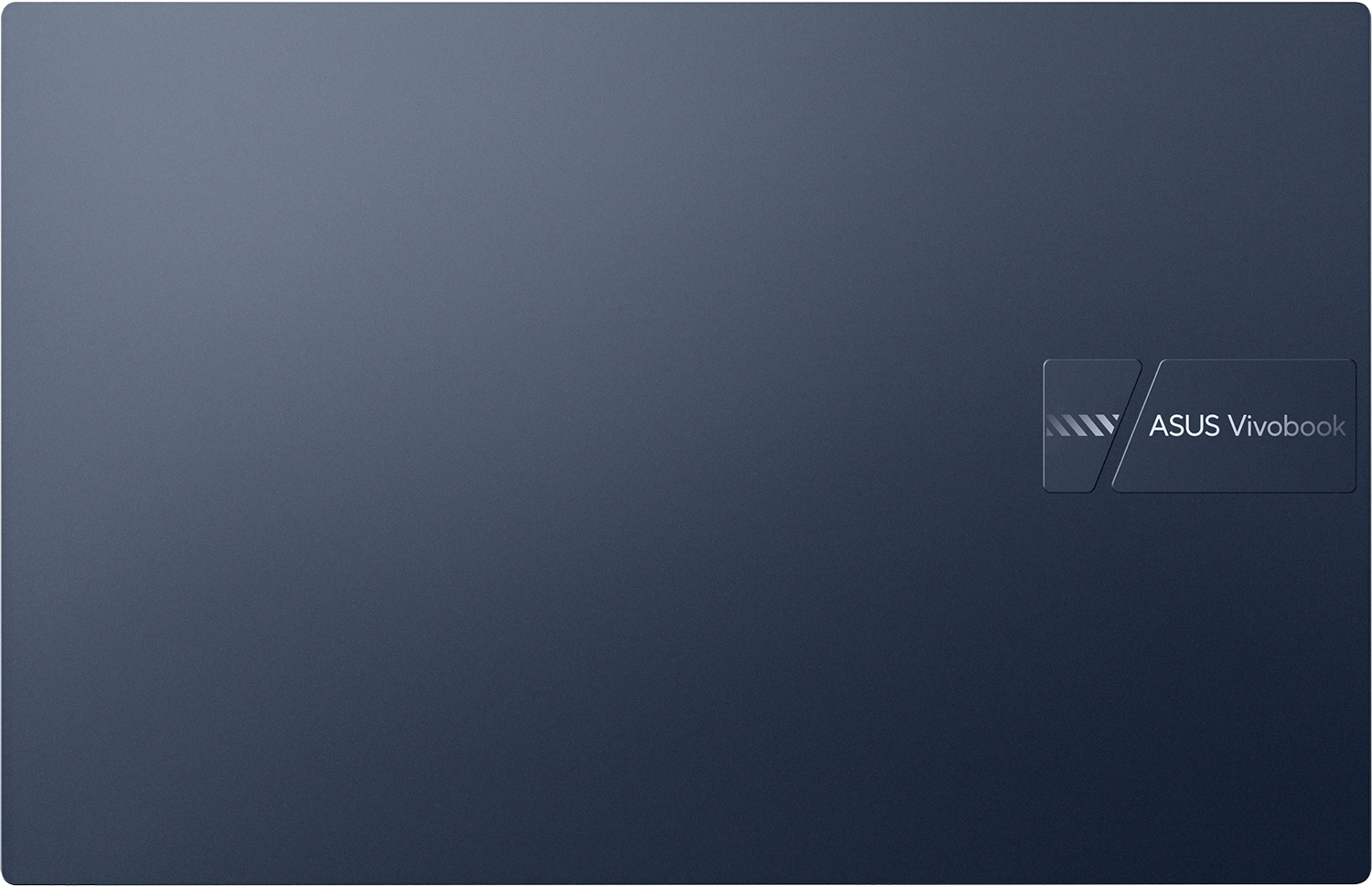 Kék Asus Vivobook laptop hátulja. Asus Vivobook logó a tetején.