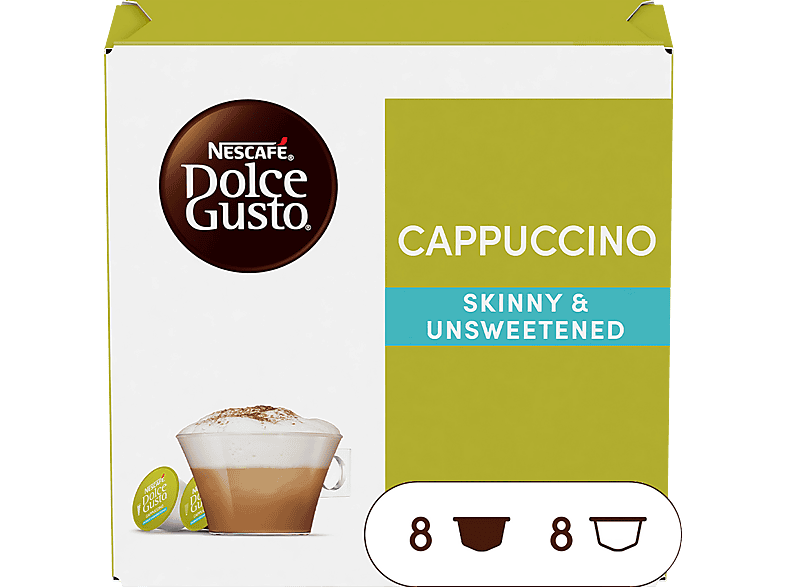 Dolce Gusto Cappuccino Fettarm & Ungesüßt Kaffeekapsel, 8x Milch 8x Kaffee, Kompatibles System: Nescafé Dolce Gusto