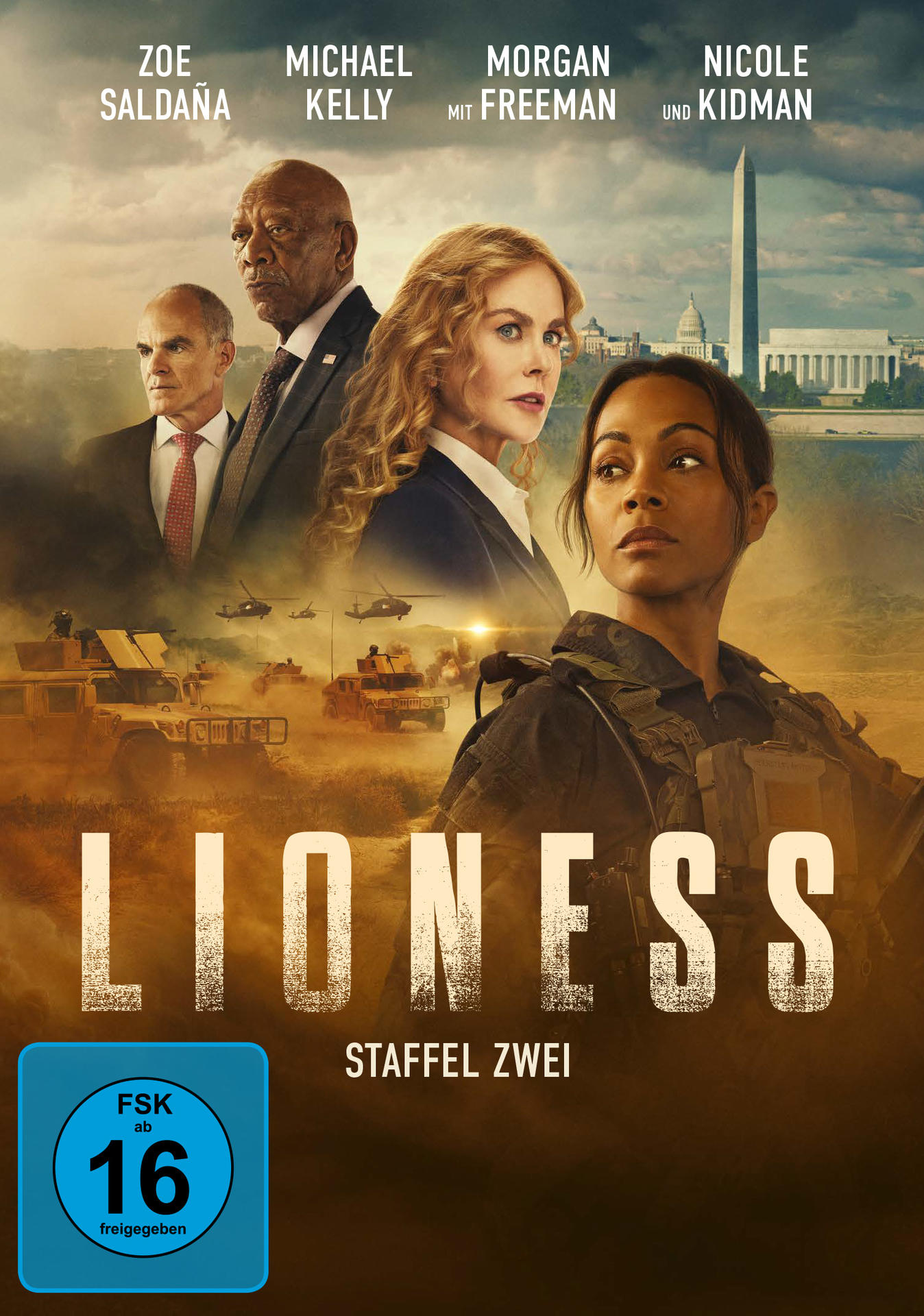 Poster für die Show Lioness mit Zoe Saldaña, Morgan Freeman und Nicole Kidman.
