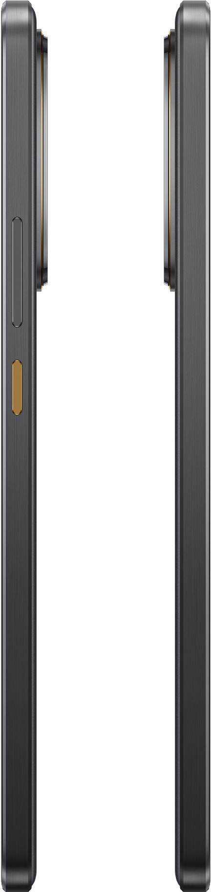 Dwa boczne widoki czarnego smartfona realme GT 7.