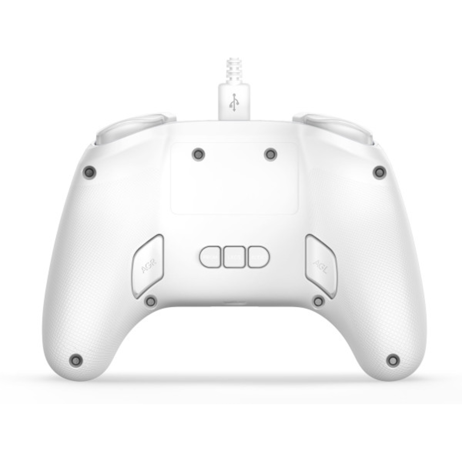 L'arrière d'une manette Nintendo Switch blanche.