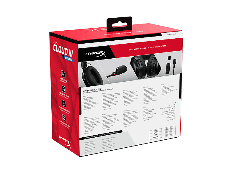 HYPERX HYPERX Cloud III IDS-Wireless-Gaming-Headset (schwarz-rot); Gaming Headset — Foto 4 von 5