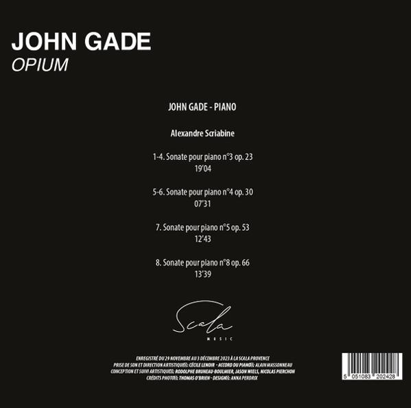 Albumcover mit Titelliste und Credits, schwarzem Hintergrund und weißem Text.