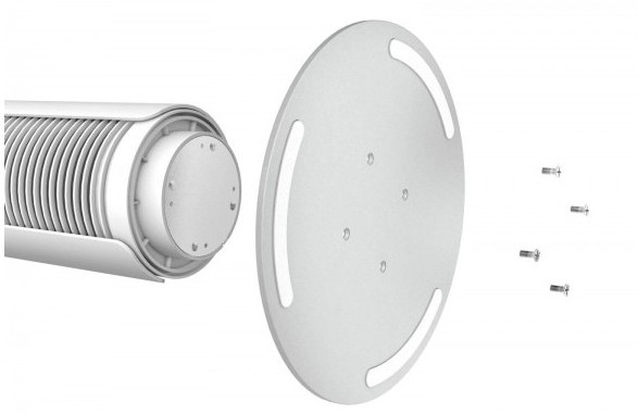 Podstawa oczyszczacza powietrza i szczegóły śrub. Pokazuje podstawę i rozmieszczenie śrub.