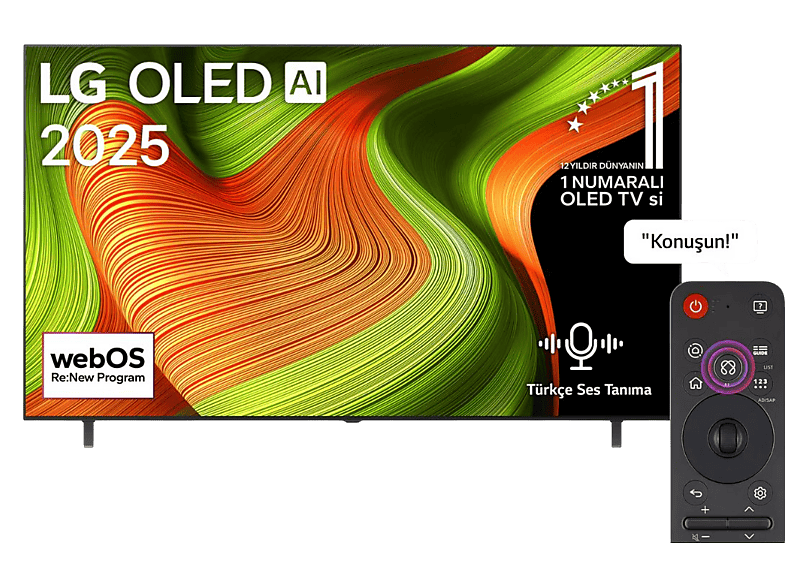 LG OLED65B56LA 65 inç 165 Ekran 4K Smart AI Sihirli Kumanda Uydu Alıcılı 120 Hz Magic Remote webOS25 OLED TV