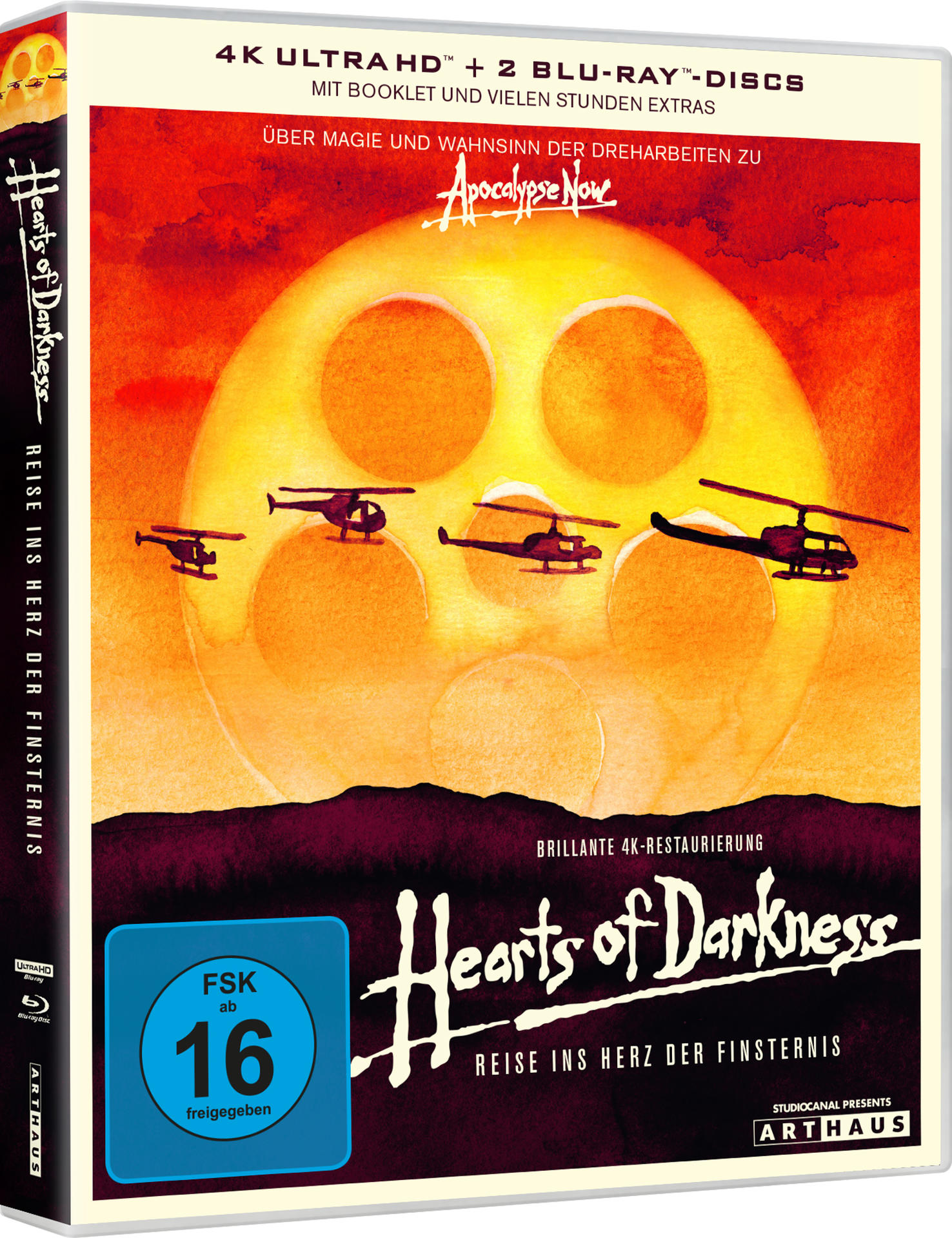 Filmcover: Hubschrauber über Sonne. Titel: "Hearts of Darkness".