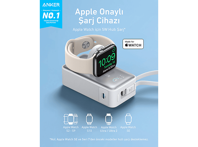 Anker MagGo PowerBank10000mAh35Wアップルウォッチ ANKER MagGo 10000mAH 35W Apple Watch Uyumlu Taşınabilir Şarj