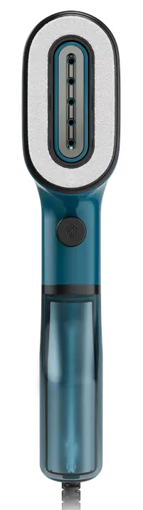 Zbliżenie turkusowego parownika do odzieży Tefal Pure Pop.
