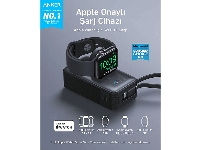 ANKER MagGo 10000mAH 35W Apple Watch Uyumlu Taşınabilir Şarj