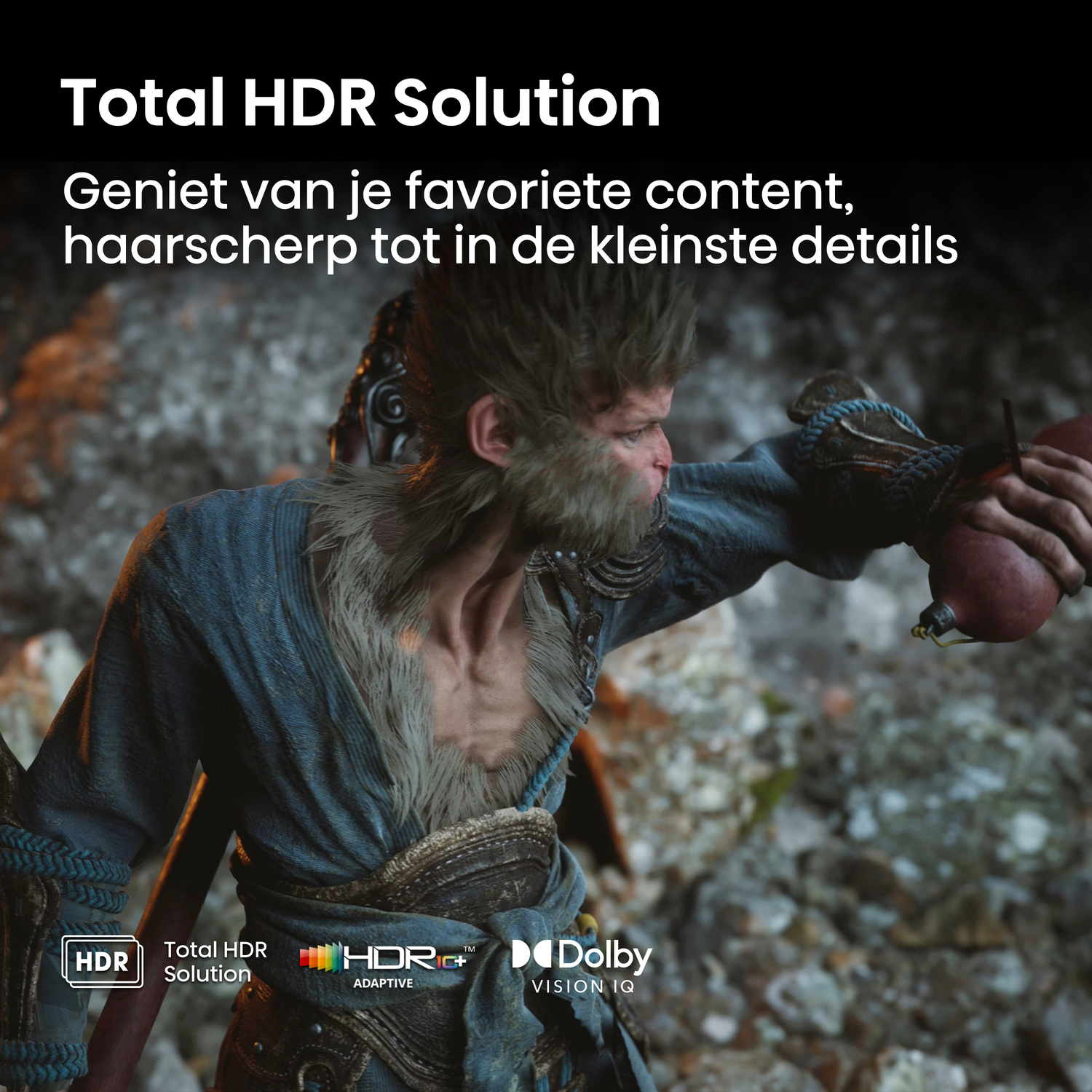 Aapachtig personage uit een game, promoot HDR-oplossing.