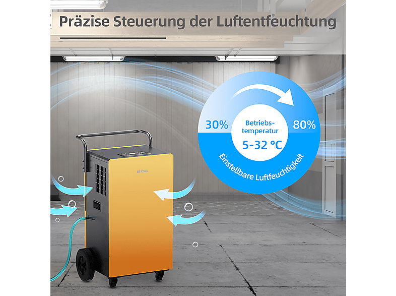 Be Cool Bautrockner / Luftentfeucher 90 Liter Bautrockner, Luftentfeuchter Schwarz, Orange, 180 m²) — Foto 5 von 5