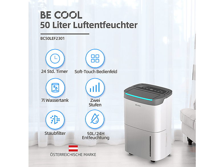 BE COOL Luftentfeuchter 50 Liter BC50LEF2301