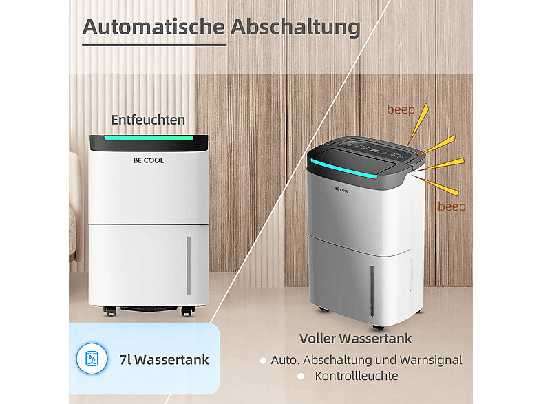 Be Cool 50 Liter Design Luftentfeuchter Weiß (680 Watt, 50 m²) — Foto 4 von 5